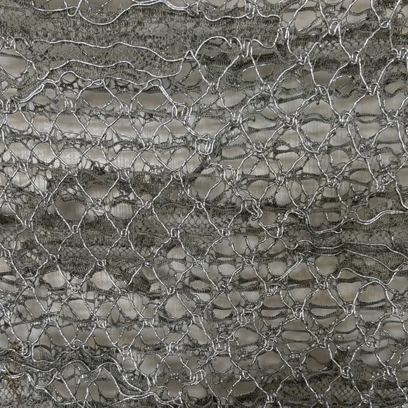 Agnes B. Silver mesh long tight dress. Slits on either side of about 14 inches. - Picture 2 of 3